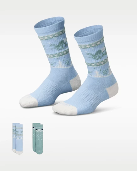 Детские носки Nike Dri-FIT Fairisle, 2 пары, светло-голубые