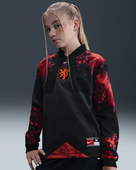 Детская футболка Nike Netherlands Keeper, черная/алая/белая