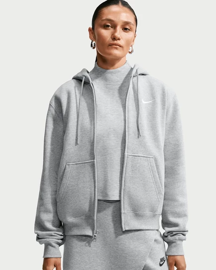 Женское худи Nike Studio Fleece, темно-серое/молочное