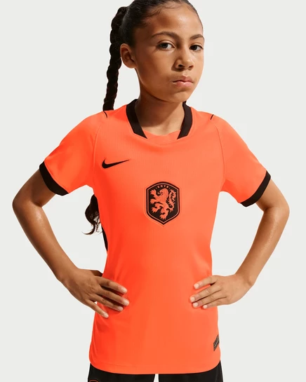 Детская футболка Nike Netherlands 2026 Home, алый/черный