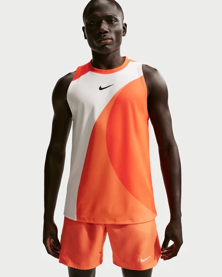 Мужская майка NikeCourt Slam Dri-FIT, оранжевая/бежевая/чёрная