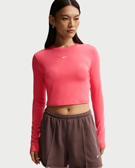 Женский укороченный топ Nike Sportswear Chill Knit, коралловый/белый