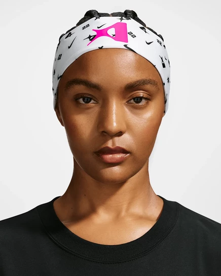 Унисекс повязка Nike A'ja Wilson Fury, бело-черно-розовая