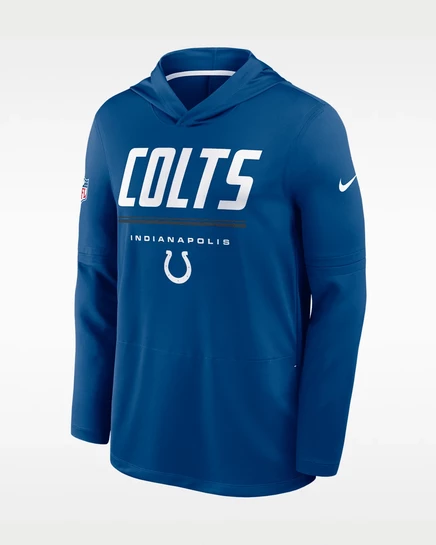 Мужской лонгслив Nike Colts Sideline с капюшоном, синий