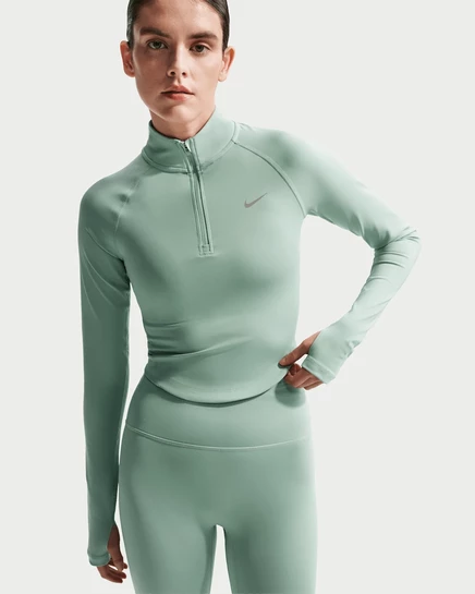 Женский топ Nike Tempo Dri-FIT с короткой молнией, дымчатый