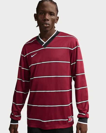 Мужская футболка Nike Energy Dri-FIT с длинным рукавом, красно-черно-белая
