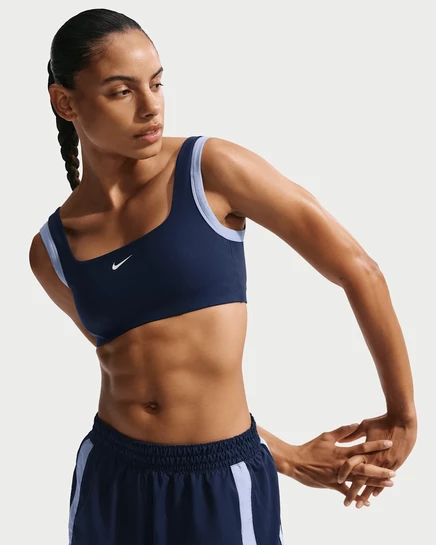 Женский спортивный топ Nike One легкой поддержки, темно-синий/серебристый/белый