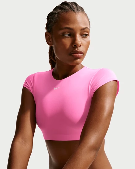 Женский укороченный топ для плавания Nike Swim, неоново-розовый