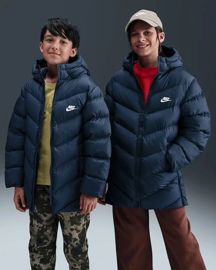 Детский пуховик Nike Therma-FIT, темно-синий/белый