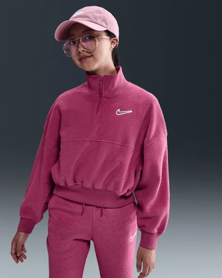 Девочковая флисовая толстовка Nike Sportswear, пурпурная/белая
