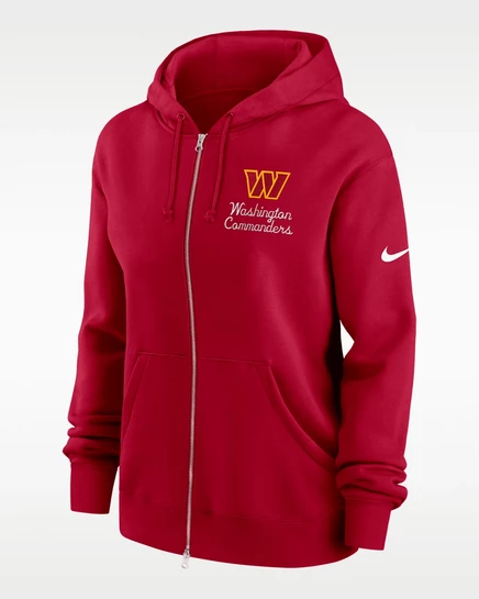 Женская худи Nike Phoenix Rewind Washington Commanders на молнии, бордовая