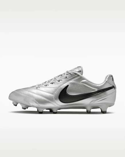 Футбольные бутсы Nike Tiempo Ligera Pro с низким берцем на твердой подошве серебристый /черный металлик
