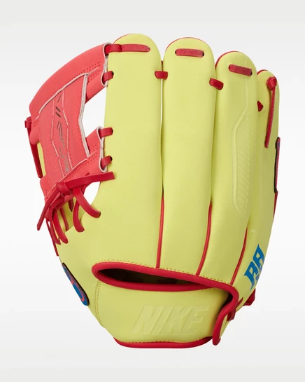 Перчатка для левшей для мальчиков Nike Vapor Ronald Acuña Jr., желто-красная