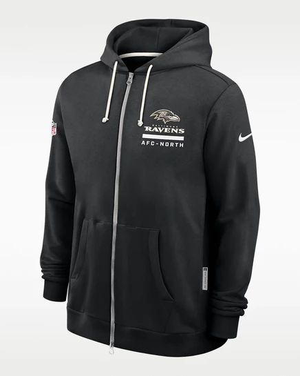 Мужская худи Nike Baltimore Ravens Sideline Dri-FIT, черная