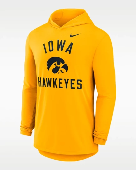 Мужской лонгслив с капюшоном Nike Iowa Campus Arch Dri-FIT, золотистый