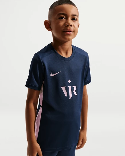 Детская футболка Nike Vini Jr. Academy Dri-FIT, тёмно-синяя/розовая/серебристая