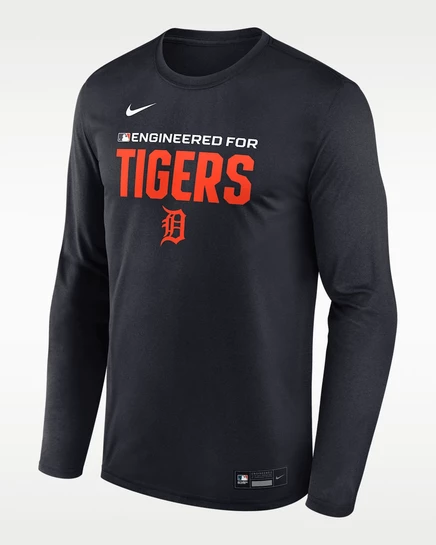 Мужской лонгслив Nike Detroit Tigers Dri-FIT, темно-синий
