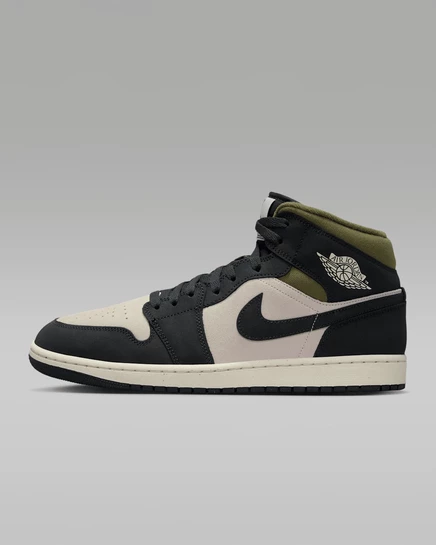 Мужские кроссовки Jordan Air Jordan 1 Mid SE, светло-коричневый/оливковый/слоновая кость/черный
