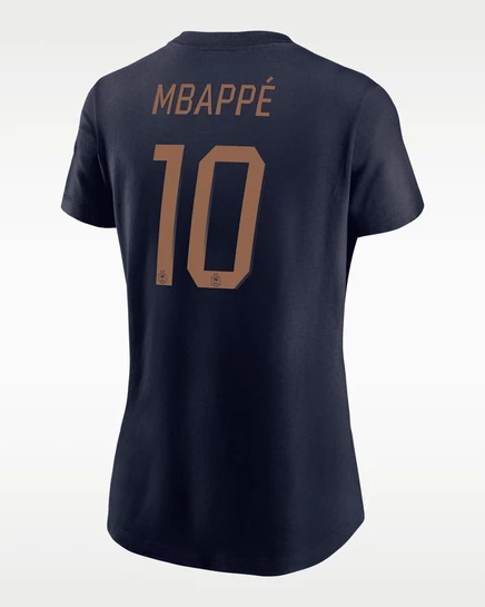Женская футболка Nike Kylian Mbappé FFF, темно-синяя