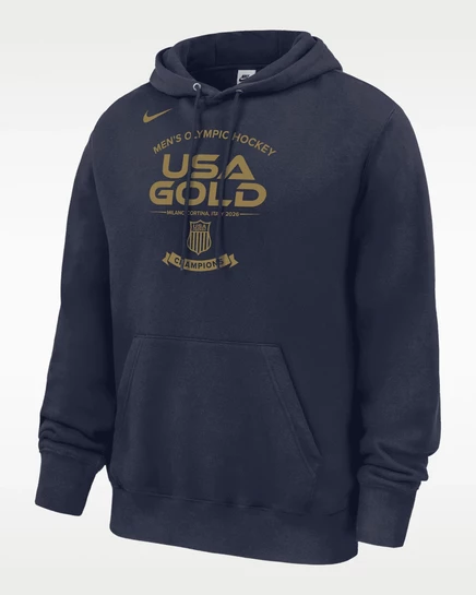 Мужская худи Nike USA Team 2026 Gold Medal, темно-синяя/золотая