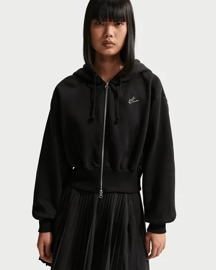 Женское худи Nike Phoenix Fleece укороченное на молнии, черное