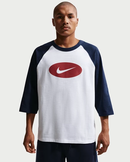 Мужской реглан Nike Club 3/4, темно-синий/белый/бордовый
