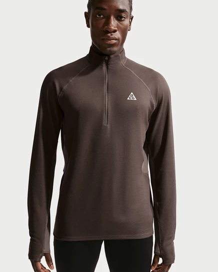 Мужская кофта Nike ACG Dri-FIT 1/4-молния для трейл-раннинга, коричнево-бежевая/белая
