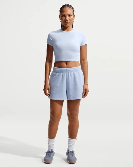 Женские шорты Nike Chill Waffle средней посадки, голубые/кремовые