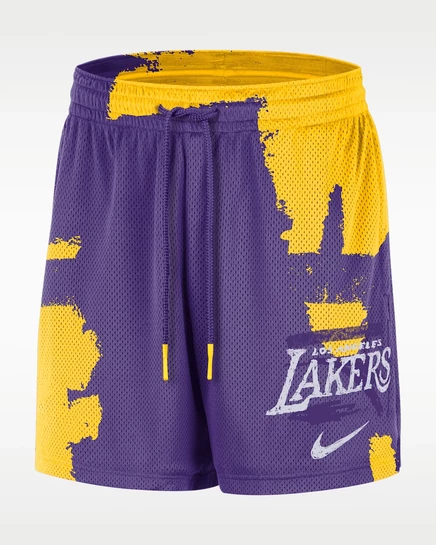 Мужские шорты Jordan Courtside Lakers, сетчатые Dri-FIT, фиолетово-желтые