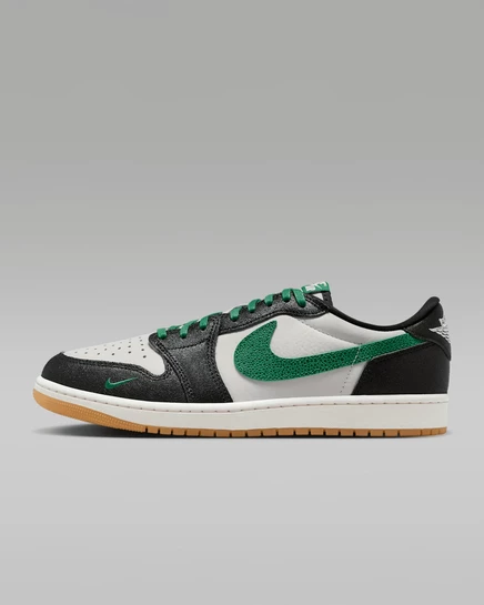 Детские кроссовки Jordan 1 Low OG, серо-черно-зеленые