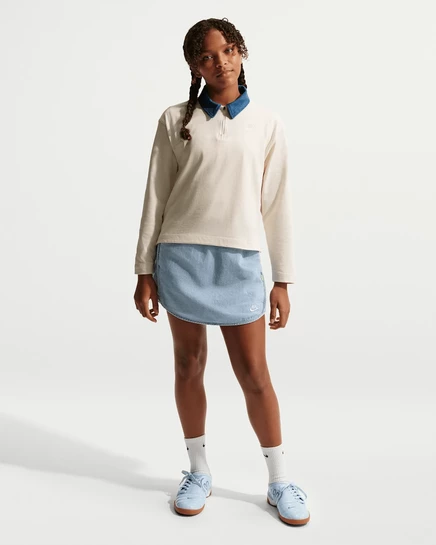 Девочкам джинсовая юбка Nike Sportswear, светло-голубая