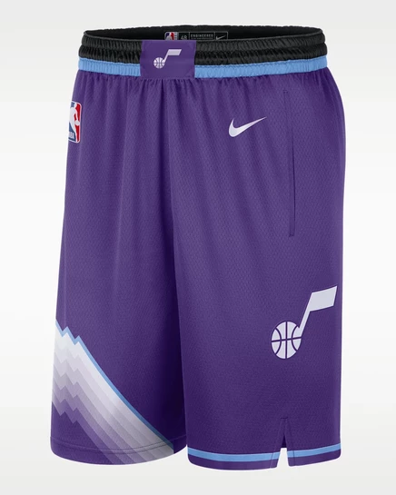 Мужские шорты Nike Utah Jazz 2025/26, фиолетово-белые