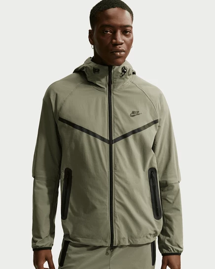 Мужская ветровка Nike Tech Windrunner на молнии, серебристо-шалфейная/черная
