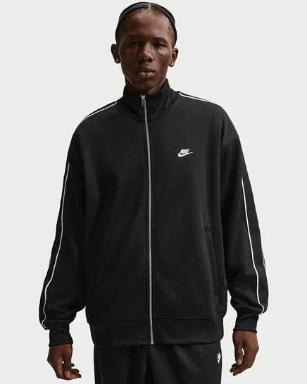 Мужская трикотажная куртка Nike Sportswear Club оверсайз, черно-белая