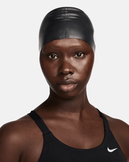 Унисекс силиконовая шапка для плавания Nike, черная