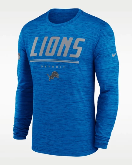 Мужская футболка с длинным рукавом Nike Detroit Lions Sideline Velocity Dri-FIT, синяя