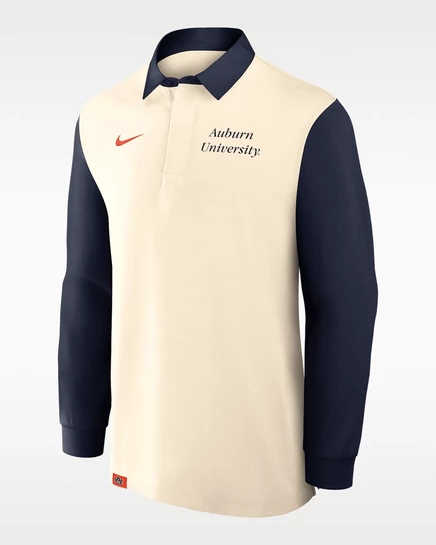 Мужское поло Nike Auburn Rugby с длинным рукавом, песочное