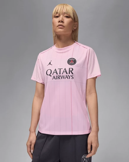 Женский предматчевый топ Jordan PSG, розовый/серый/черный