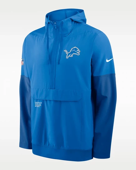 Мужской анорак Nike Well Rounded Detroit Lions с полу-молнией, синий