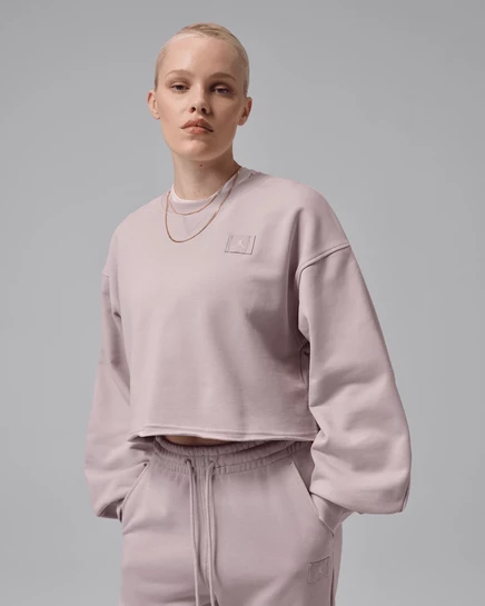 Женский кроп‑свитшот Jordan Flight Fleece, пыльно‑розовый