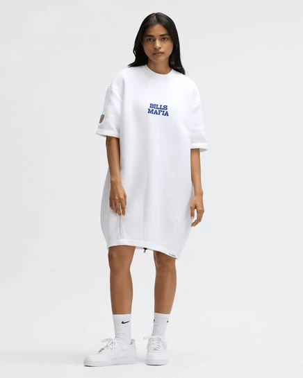 Женское платье Nike NFL из высокотехнологичного флиса оверсайз из коллекции Buffalo Bills Rivalries, белое