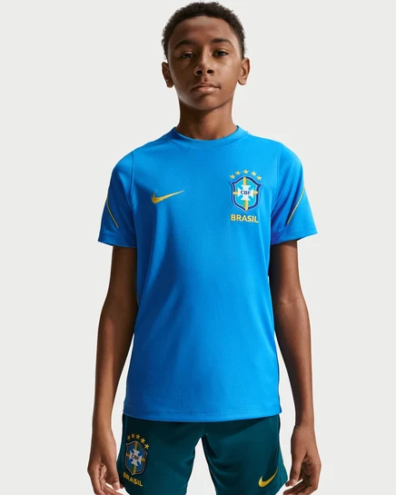 Детская футболка Nike Brazil Strike Dri-FIT, голубая/мятная