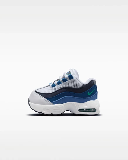 Детские кроссовки Nike Air Max 95, бело-сине-зеленые
