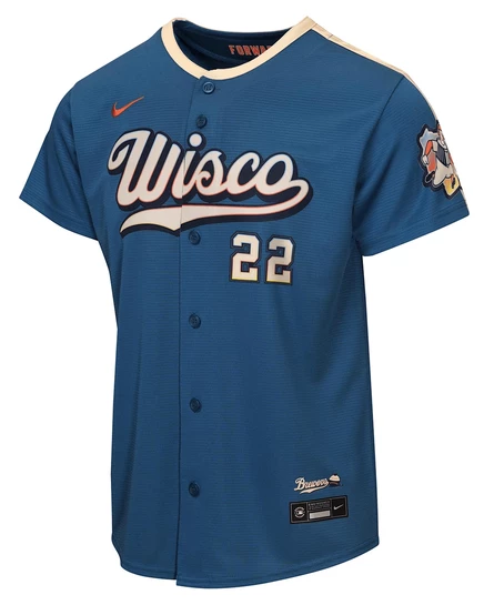 Мальчиковая джерси Nike Christian Yelich Milwaukee Brewers, серая