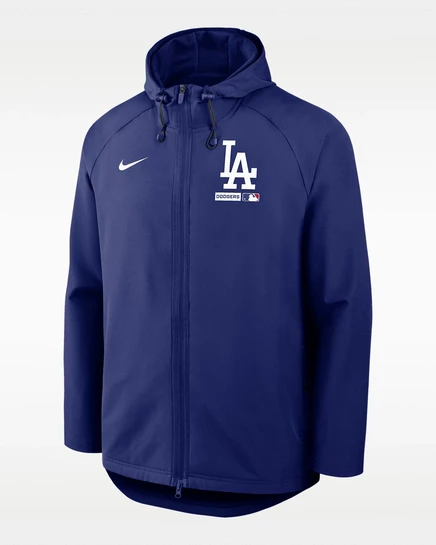 Мужская куртка Nike Therma-FIT Dodgers с капюшоном, королевско-синяя