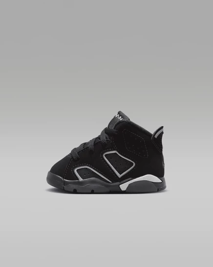 Детские кроссовки Jordan 6 Retro «Cap and Gown», черные с серебристым