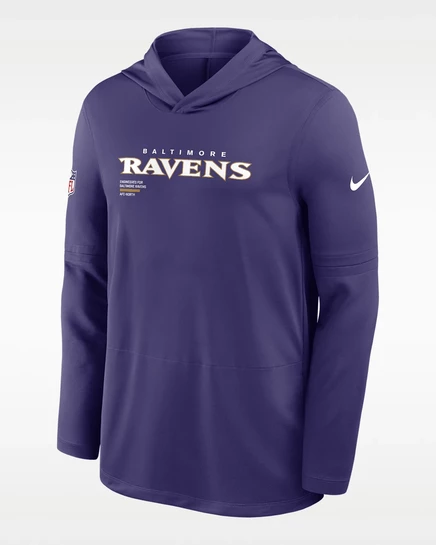 Мужская худи Nike Dri-FIT Pure Fury Sideline Baltimore Ravens, фиолетовая