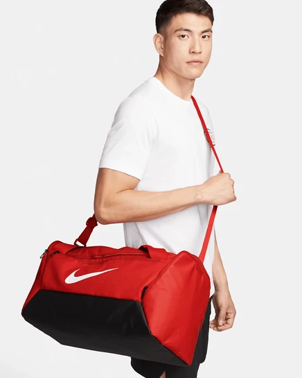 Унисекс сумка-даффл Nike Brasilia 41 л, красно-черно-белая