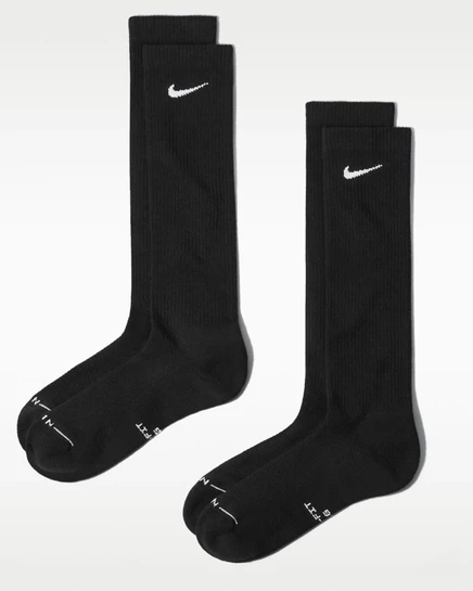 Носки Nike Everyday Elevated до колена, 2 пары, черно-белые
