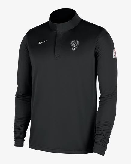 Мужской лонгслив Nike Milwaukee Bucks Dri-FIT с молнией 1/4, черный/опал